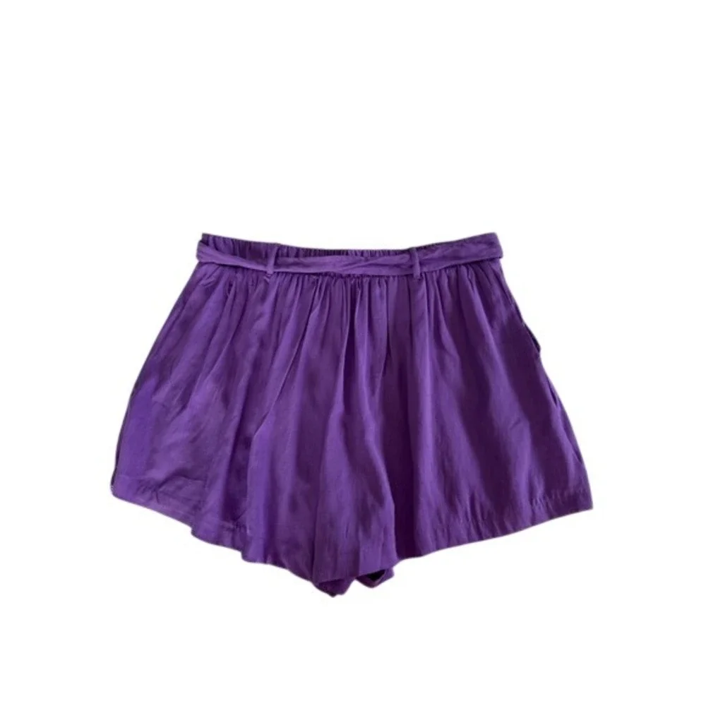 Haute Monde Women's Purple Sz L Pleated Skorts Summer Preppy Academia Beachy Y2K